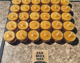 100% Pure & Natural Beeswax Tea light Candles | Bulk 30 Pack
