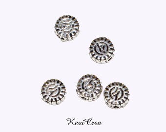 20/50 small spacer beads round flat 5mm silver plated