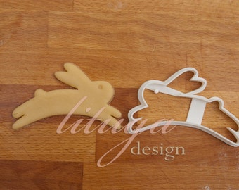 Bunny cookie cutter, Easter ookie cutter, Bunny cookie for Easter - Jumping bunny