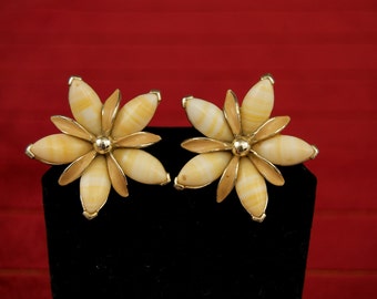 Vintage Enamel and Thermoset Clip Earrings