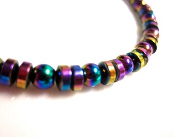 Magnetic Hematite Bracelet - Colorful Rainbow Bracelet