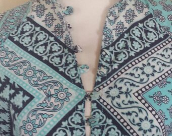 Vintage 60's 70's Block Print Cotton Maxi Dress