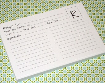 Recipe Cards- Set of 50- Super Cute-Monogramed to Your Letter Choice