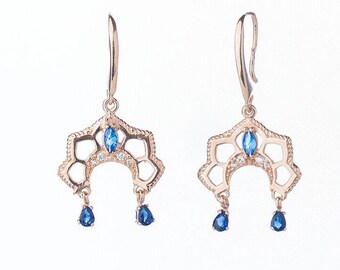 Sterling silver gold plated tiara earrings