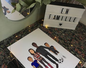 4 people - family custom - order - (size A4)