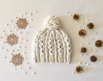knitting pattern, knit hat pattern, knit pattern, chunky hat, beanie pattern, toque pattern, Insta Hat, pom-pom hat, instant download pdf