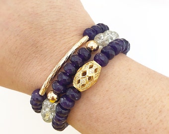 VIOLET | Beaded Bracelet Set, Amethyst Bracelet, Bead Bracelet Set, Beaded Bracelet Stack, Amethyst Jewelry, Boho Bracelets, Bead Bracelets