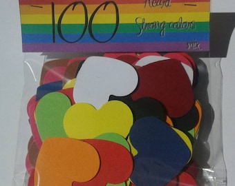 Heart/punched/strong colors/ 100 color hearts punched strong mix