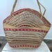 Vintage Vietnamese Knitted Bag of Straw and Threads, Old Handmade Market Bag, Straw Basket, Shopping Bag