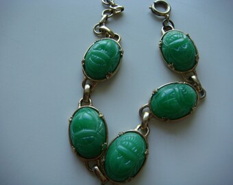 Vintage Green Scarab Bracelet
