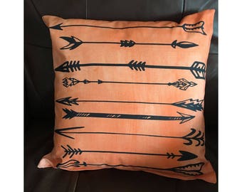Orange Arrow Throw Pillow