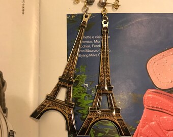 Eiffel Tower vintage earrings#enameled earrings#vintage earrings#parisien earrings#