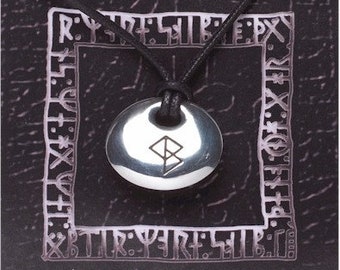 Viking Rune Stone Success Pendant On A Waxed Cord