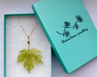 Maple leaf pendant,acer leaf necklace,real leaf necklace