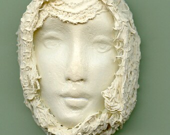 Polymer Clay One of a Kind Ivory Face with Fabric Cab FFI 2
