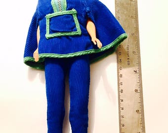 Authentic Vintage German Petra 1960s Barbie Vinyl Clone Poncho Corduroy Maddie Mod Outfit Bild Lilli Babs Miss Seventeen Marx Fashion Doll