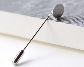 Stick Pin Lapel Pin Clutch Platinum Broach Blanks 10x45mm With 10mm Pad Set of 10 A8045