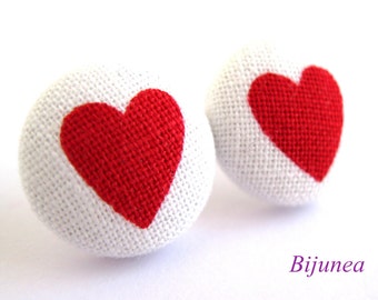 Heart earrings - Red heart earrings - Heart stud earrings - Heart studs - Heart post earrings - Heart posts sf997