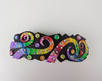 Polymer Clay Barrette. Beautiful OOAK Barrette for Women and Girls. This Rainbow Barrette is an Elegant Barrette for Hair.