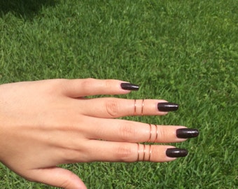 set of 7 midi rings, set of plain midi rings, midi ring set, adjustable midi rings, above knuckle ring set, silver plated rings, gold plated