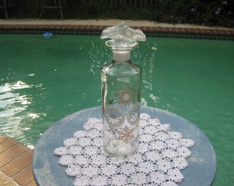 The FOUR Seasons Glass Decanter that has Symbols for each Season with Flower TOP!
