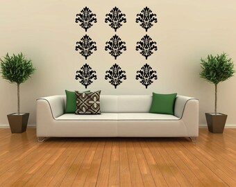 Large Damask Wall Decals 9 pack FREE SHIPPING