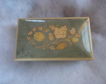 Vintage Inlaid Wood Jewelry Music Box Reuge Swiss Musical Movement, Inlaid Italian Box, Music Box, Reuge, Lily Marieen, Ruege, Made in Italy