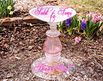 Bird Bath, Birdbath, Bird Feeder, Glass Bird Feeder, Glass Bird Bath, Garden Decor, Yard Art, Repurposed, Upcycled, Upcycled Yard Art