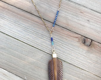 Tibetan handcarved bone feather bohemain boho necklace jewelry