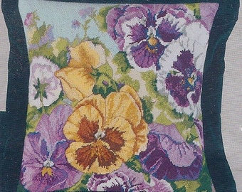 Glorious Pansies Pillow Needlepoint Kit