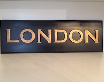 London Black and Gold Sign