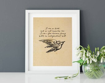 Printable Jane Eyre Quote | Charlotte Bronte Art | I am no bird | Literary Quote | Instant Download | Literary Art | Wall Decor | Feminist