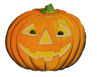 Jack O Lantern Die Cut, Vintage Halloween Pumpkin Wall Decor, Made in USA, Fall, Autumn, Halloween Jack O' Lantern Pumpkin, H4