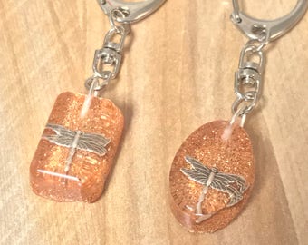 SALE! Dragonfly in Amber~Outlander Keychain~Dragonfly Keychain~Outlander Gift~Amber Keychain