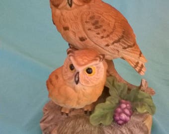 Gorham Brown Owl with Owlet Music Box