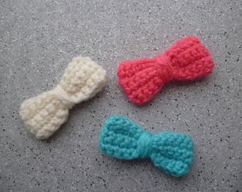 3 bows-crocheted wool handmade