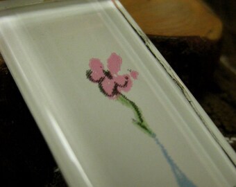 Recycled Wallpaper and Glass Pendant - Sweet Single Flower