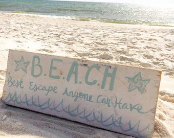 BEACH sign- Beach Quote- Beach Decor- Beach Wall Art- Beach House Decor- Beach Art- Inspirational Quote- Coastal Decor- Beach House Sign