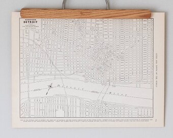 Vintage Detroit Map | Antique 1930s Detroit Michigan Map | Antique city map print, black and white, circa 1936