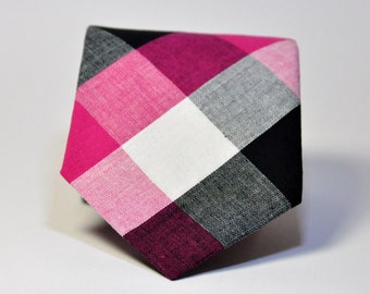 Boys Necktie Hot Pink and Black Check Toddler Tie