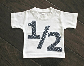 Boys Arrows 1/2 Birthday Number Onesie/Tee - Custom Size/Shirt Color/Sleeve Length, Boy Girl Age modern navy blue half party 6 months