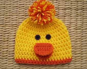 Duck Hat, Duck Beanie, Baby Easter Hat, Spring Hat, Baby Hats, Newborn Hat, Toddler Hat, Kids Hats, Womens Hats, Mens Hats, Photo Props