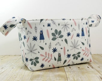 Fabric Storage Basket - Diaper Caddy - Nordavind Print - Toy Storage