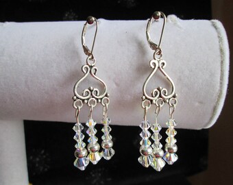 Clear Crystal AB and Sterling Silver Chandelier Earrings #2