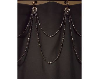 Beaded Shower Curtain Accent...Double Swag..Glass Beads