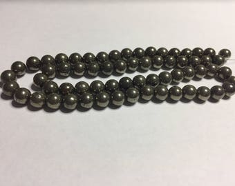 6 mm pyrite beads - 64 count