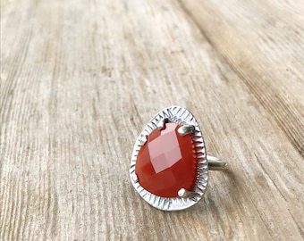 Faceted Russet Carnelian Sterling Silver Ring