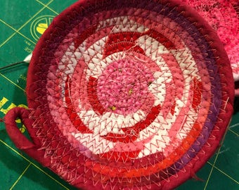 Tiny Pink Fabric Wrapped Clothesline Ringcatcher Bowl #3