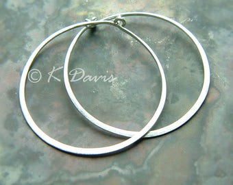 Sterling Silver Hoops, Silver Hoop Earrings, Hammered Silver Hoop Earrings Simple Minimal Hoops Brushed Finish Handmade Jewelry Gift for Her