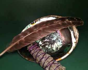 Lg. Smudge Kit, Metaphysical Cleansing,Lg Abalone Shell,Healing Kit, Incensing, White Sage ,Cedar, Full Smudge Kit,White Sage,Lavender